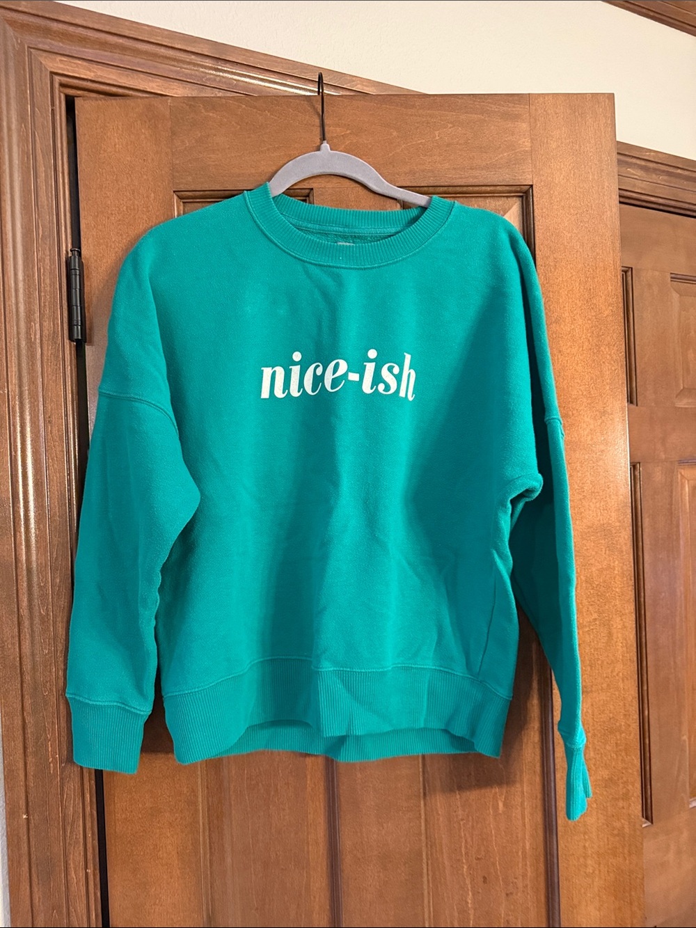 aerie green 'nice-ish' Graphic Crew Sweatshirt